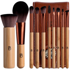 BS-MALL ensemble pinceaux bambou – kit polyvalent pour fond de teint et yeux
