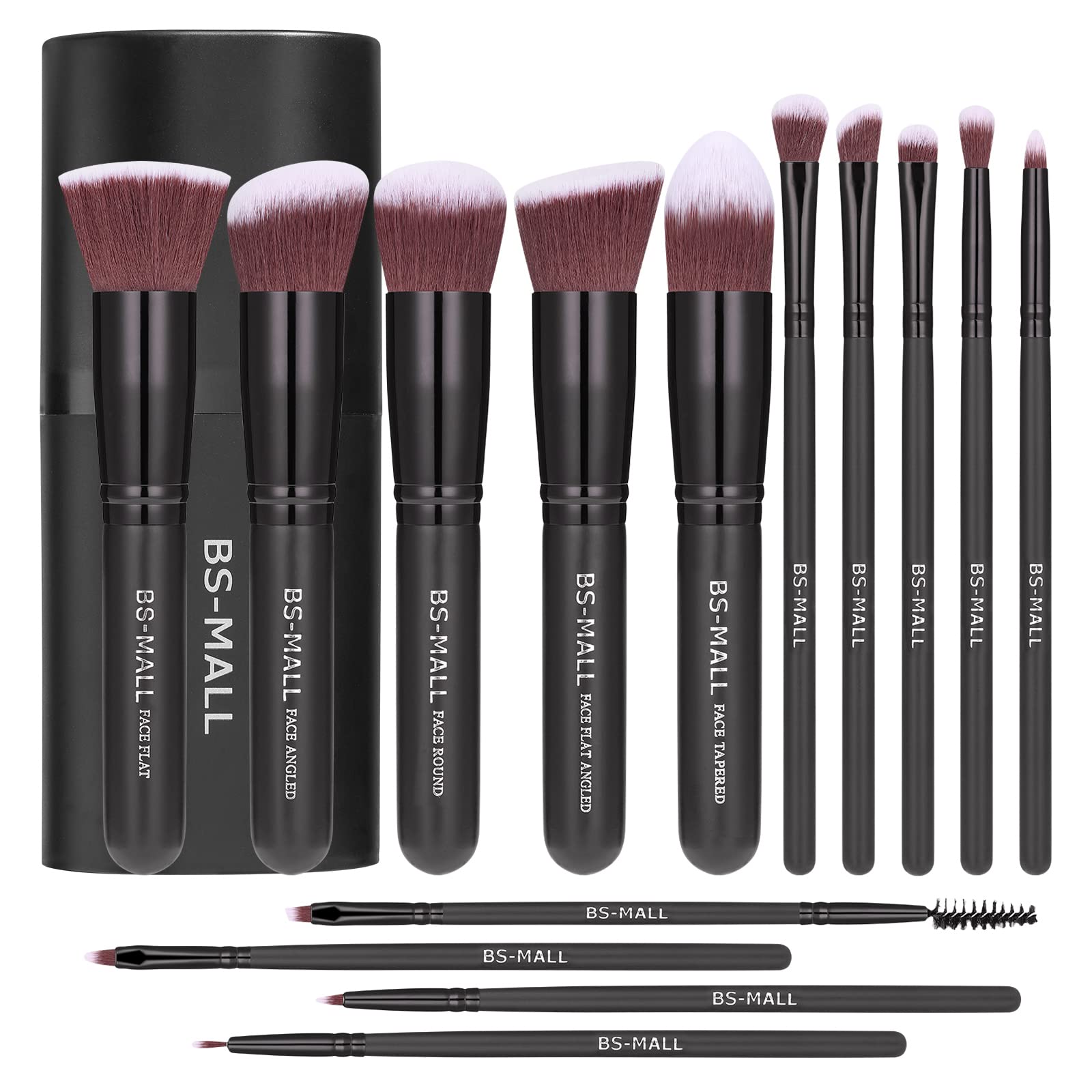 BS-MALL ensemble 14 pinceaux avec étui rose doré prêt pour tout maquillage