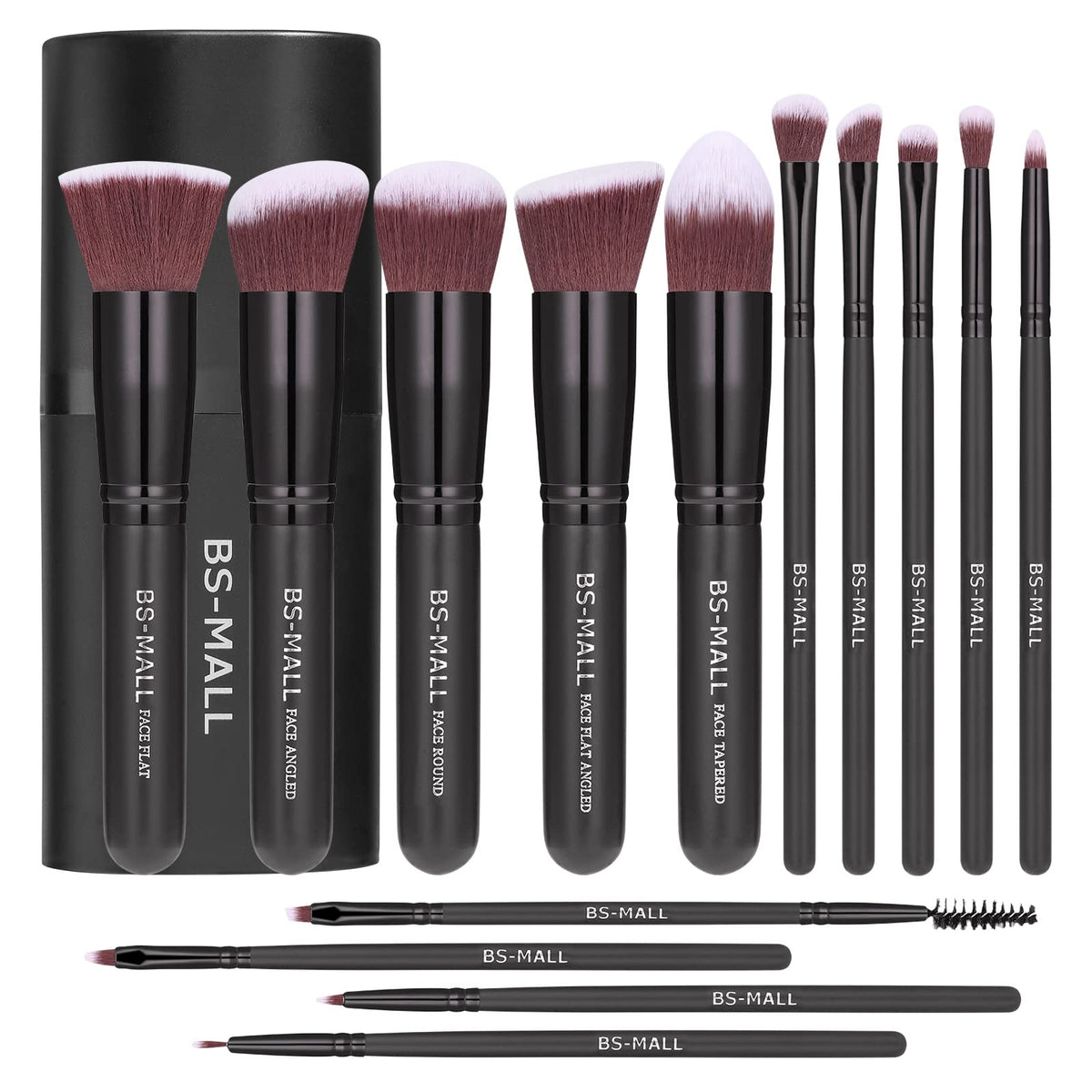 BS-MALL ensemble 14 pinceaux avec étui rose doré prêt pour tout maquillage