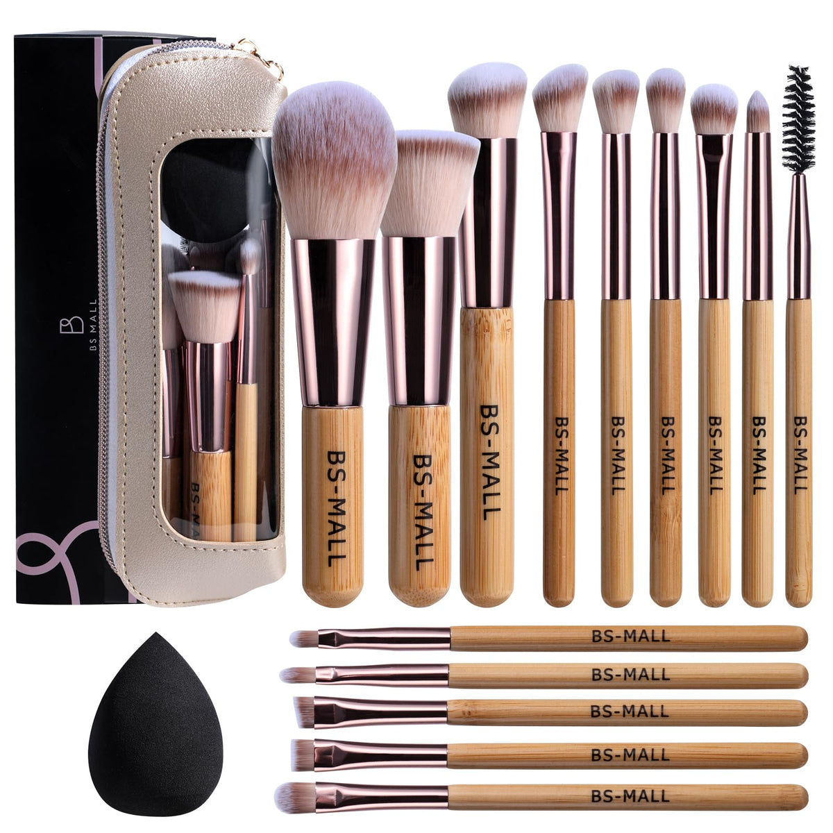 BS-MALL ensemble pinceaux maquillage: kit polyvalent pour tout le visage et un rendu lisse.