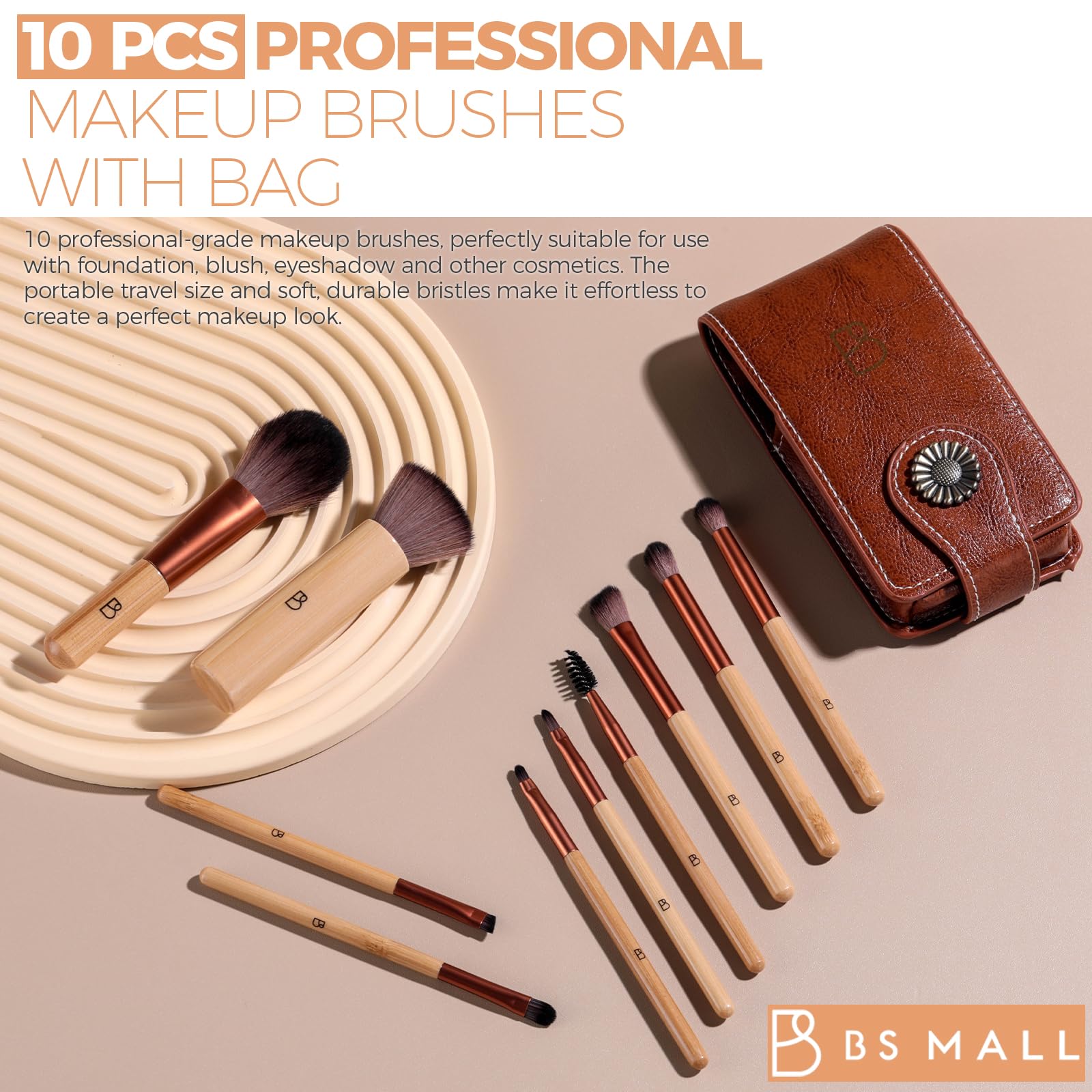 BS-MALL étui maquillage bambou – rangement compact pour voyage