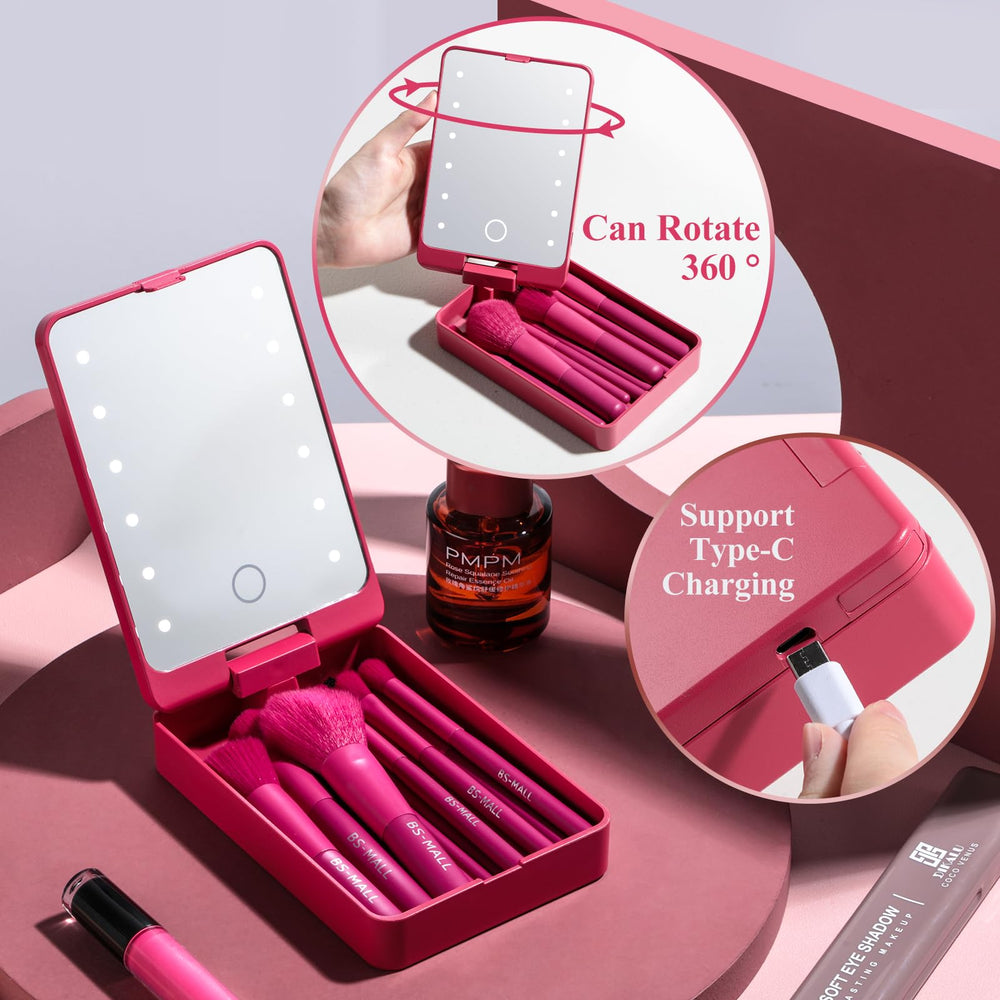 BS-MALL miroir LED voyage, éclairage net facilitant le rendu maquillage.