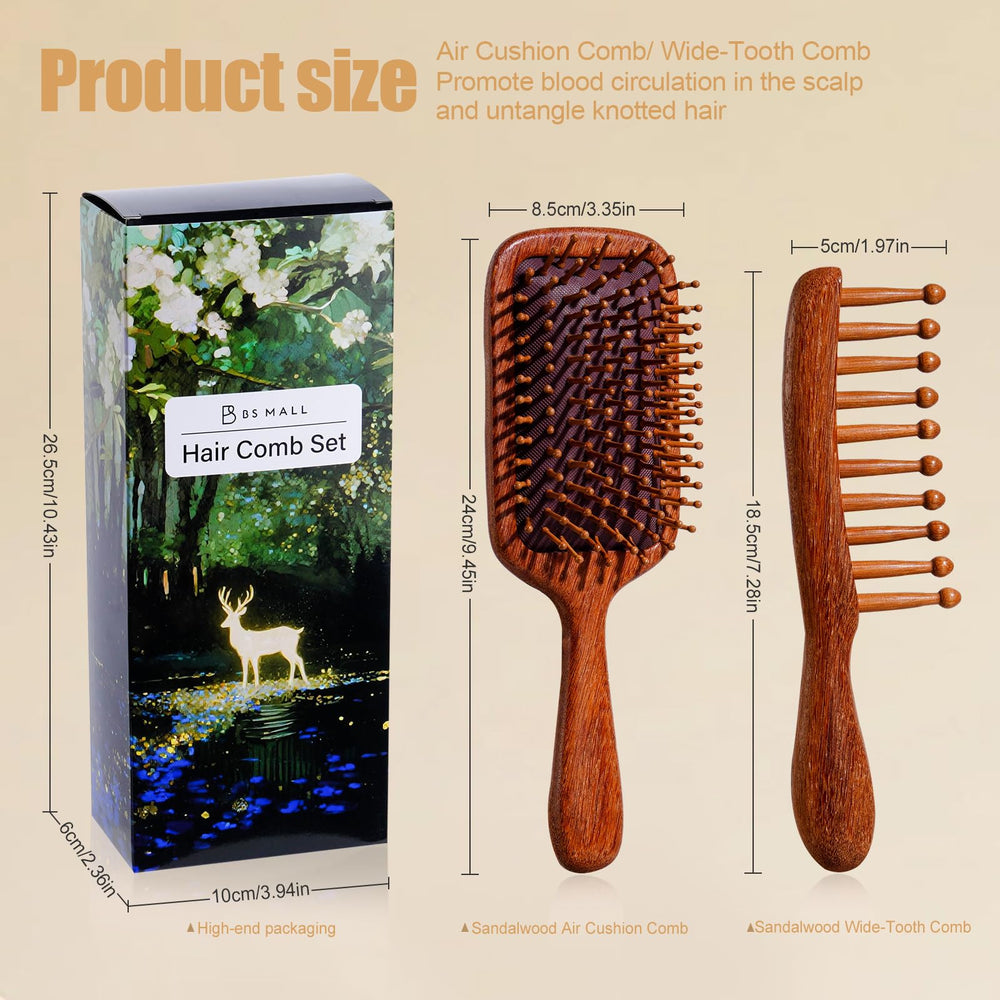 BS-MALL peigne anti-statique bois santal pour cheveux lisses