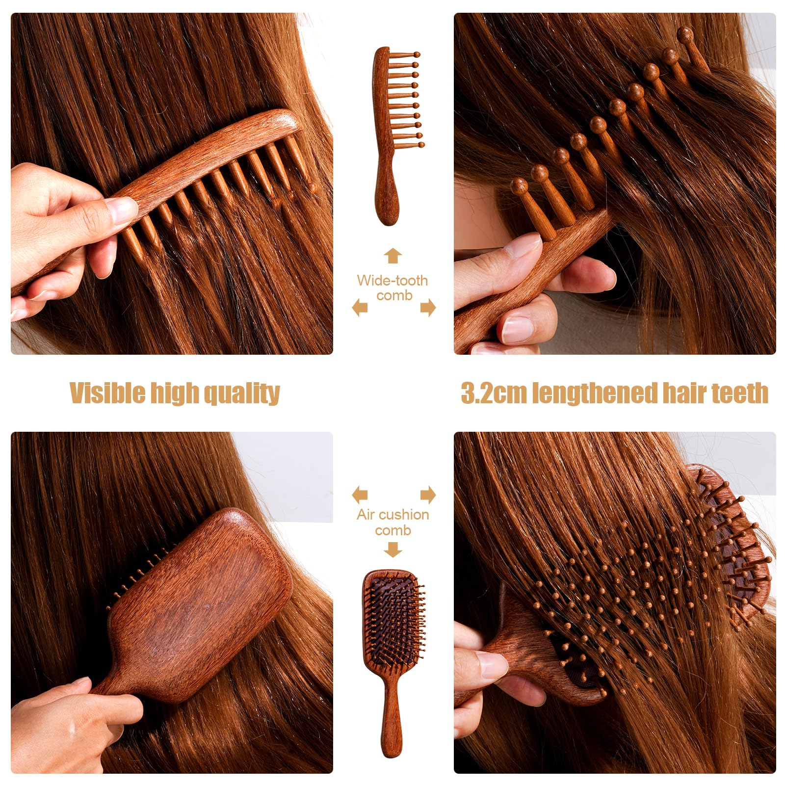 BS-MALL peigne démêlant à dents larges pour tous types de cheveux