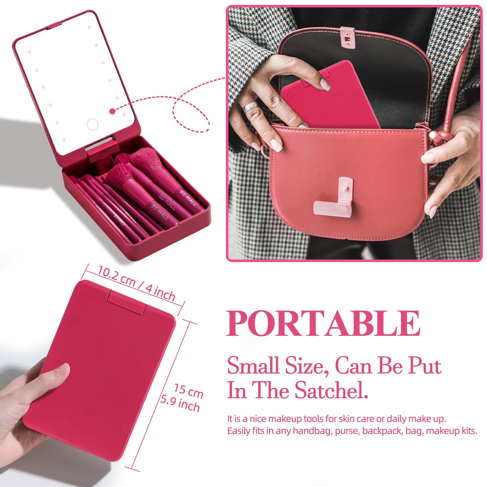 BS-MALL pinceaux bois et nylon, application homogène pour fond de teint et poudres.