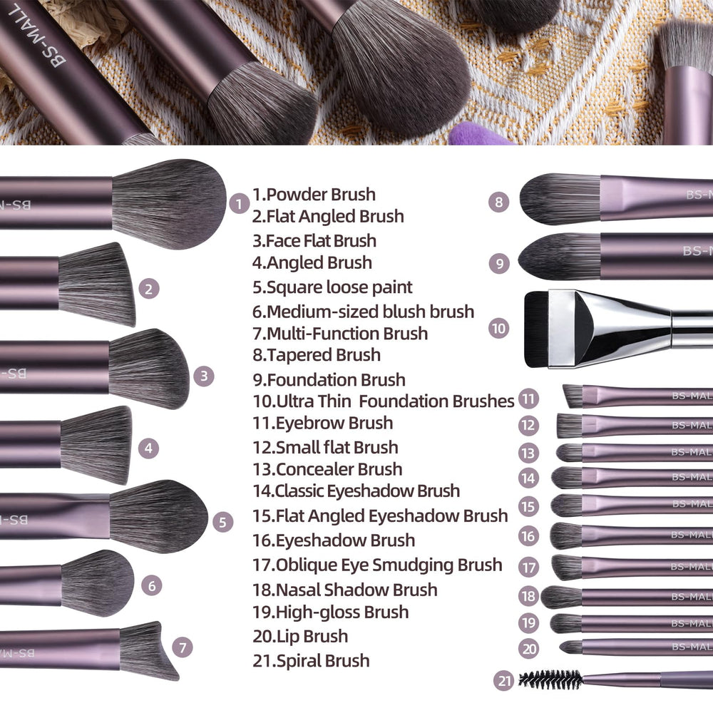 Pinceaux BS-MALL pour ombres à paupières, mélange fluide et pigment intense.