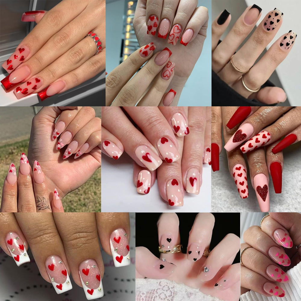BSBTBZ autocollants coeurs noir blanc rose pour art des ongles polyvalent