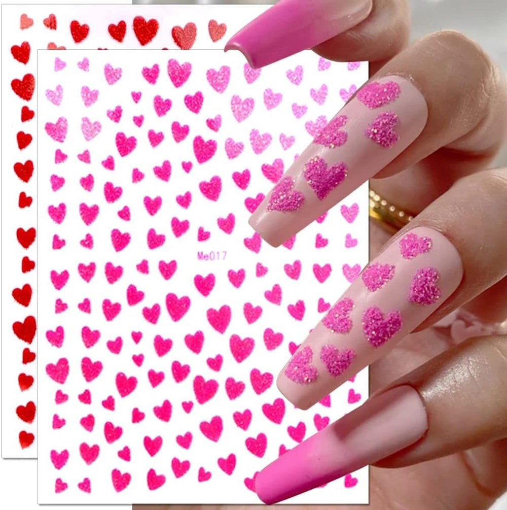 BSBTBZ autocollants coeurs rouges valentins pour design romantique sur ongles