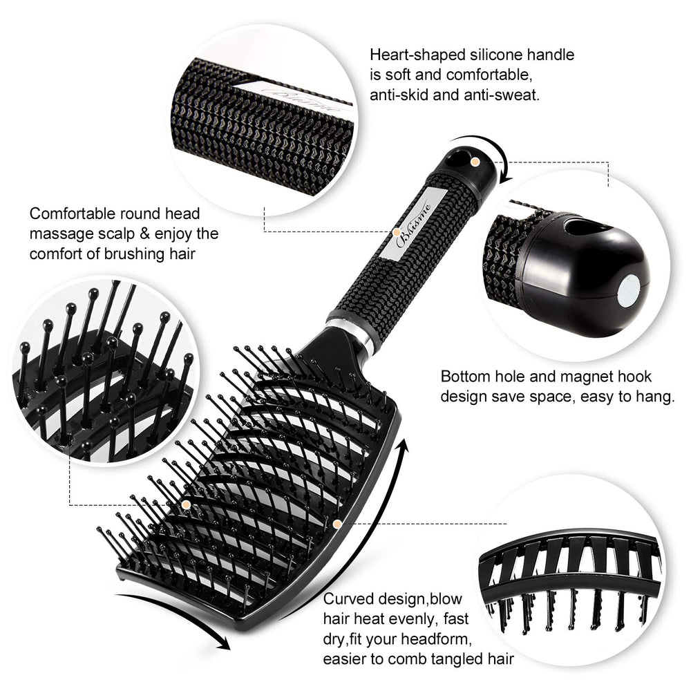 Bsisme, manche antidérapant: prise en main confortable pendant le brushing.