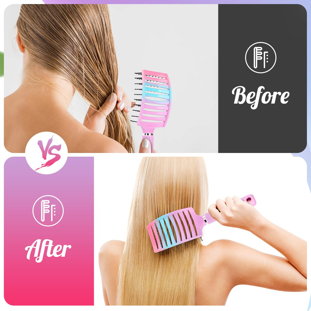 Bsisme brosse curvee incline massage cuir-chevelu pendant le sechage.