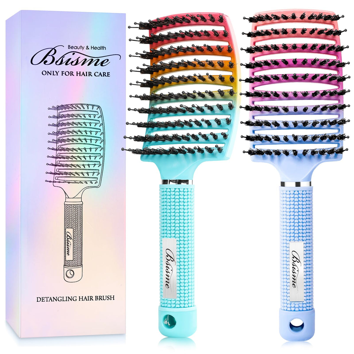 Bsisme brosse cheveux avec poils de sanglier, démêle en douceur et stimule le cuir chevelu.