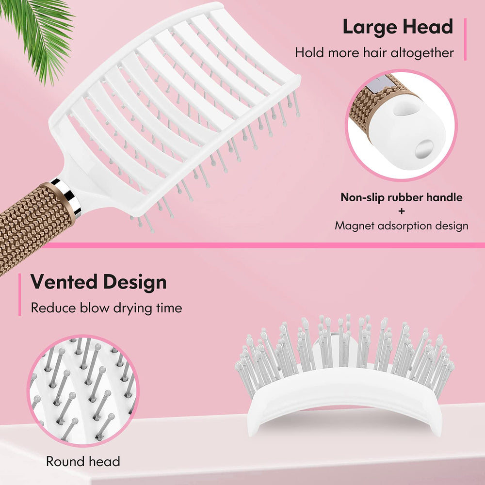Bsisme brosse demelage nylon; poils souples massent le cuir chevelu.