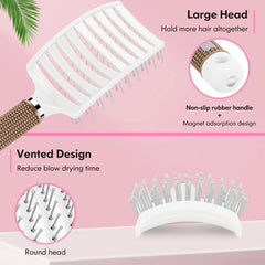 Bsisme brosse demelage nylon; poils souples massent le cuir chevelu.