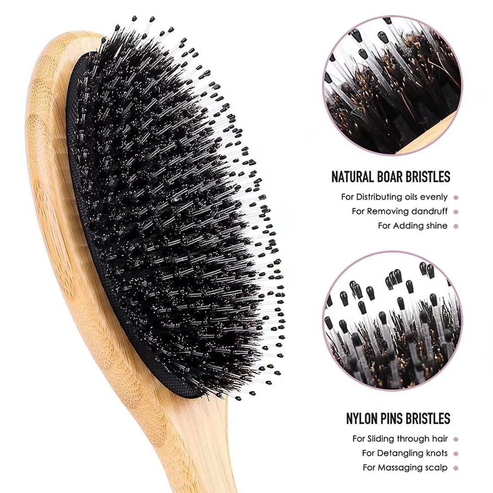 Bsisme brosse poils sanglier 70/30 pour distribution naturelle des huiles et brillance.