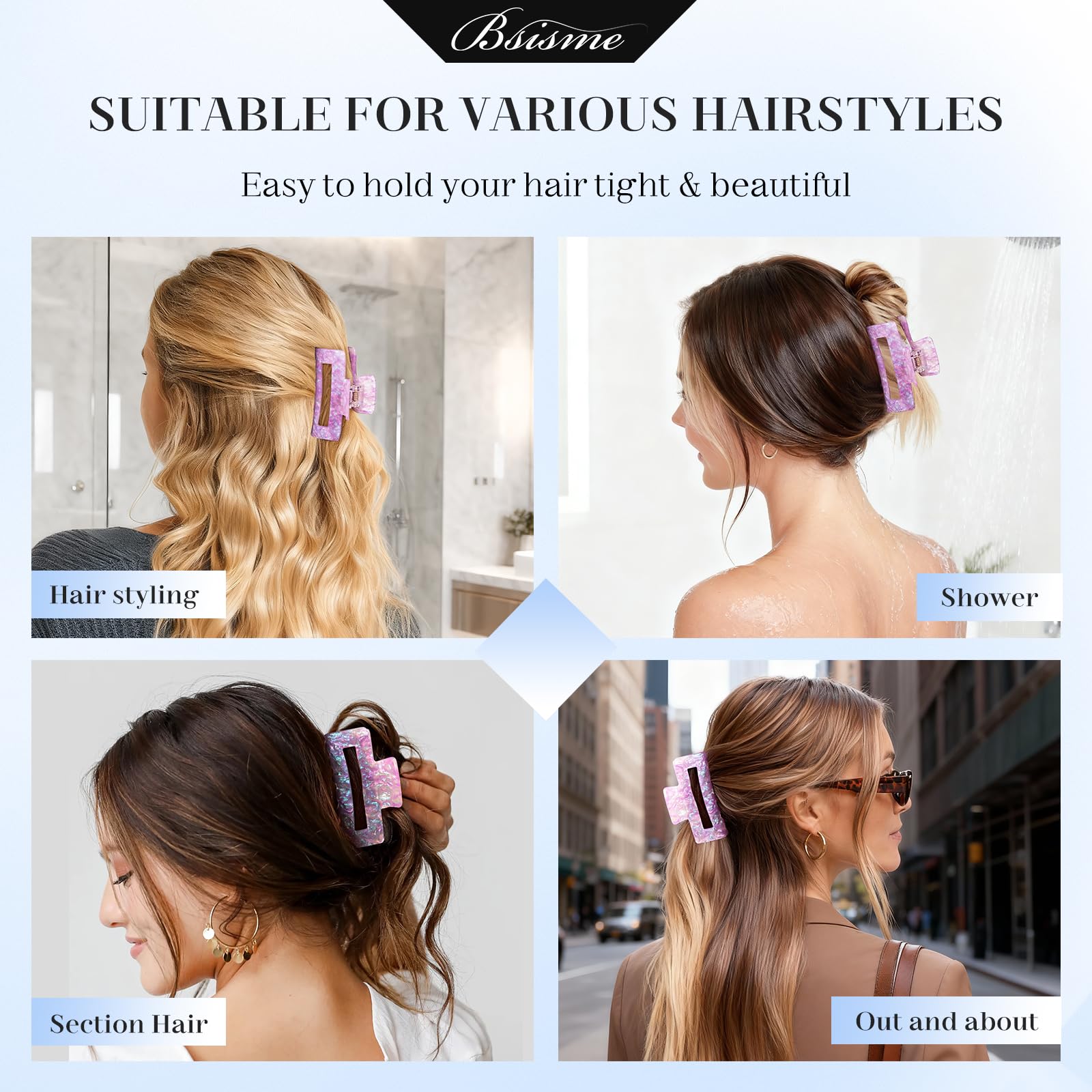 Bsisme brosse pour tous types de cheveux: adaptée aux fins et épais.