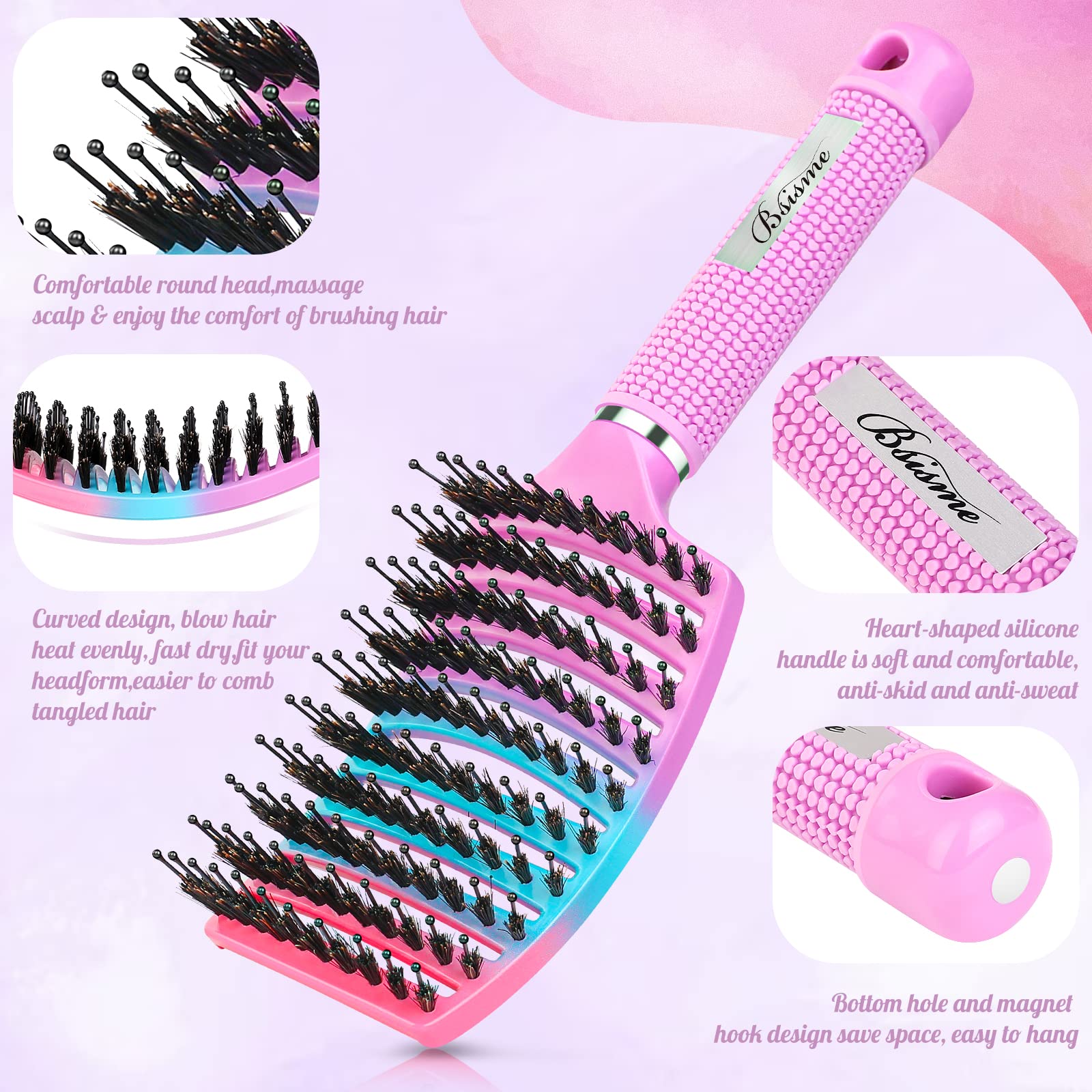 Brosse Bsisme ventillée séchage rapide sans frisottis grâce à la ventilation.