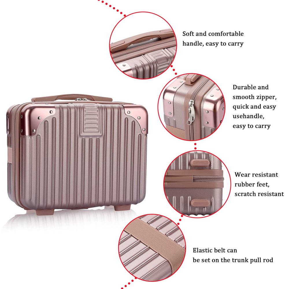 BSTKEY coffret maquillage voyage rose-dore matériau abs résistant et facile à nettoyer