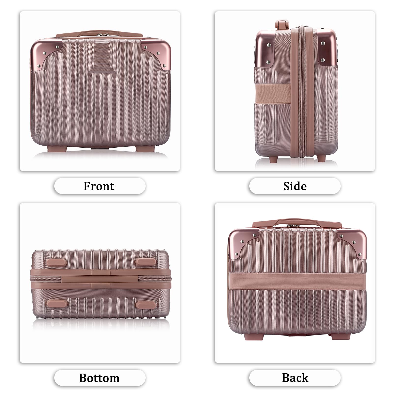 BSTKEY coffret maquillage voyage rose-dore format compact et léger