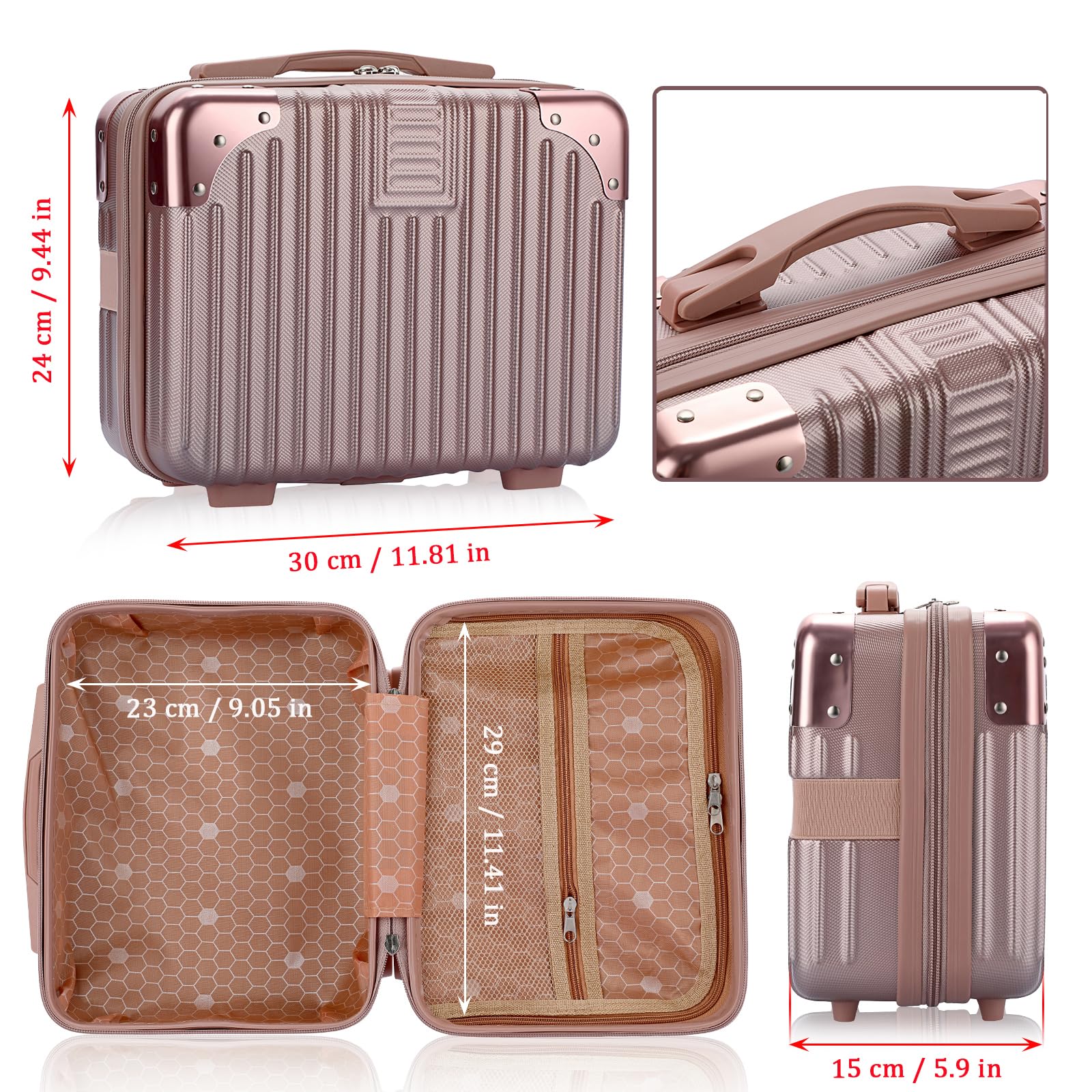 BSTKEY coffret maquillage voyage rose-dore fermeture métal robuste