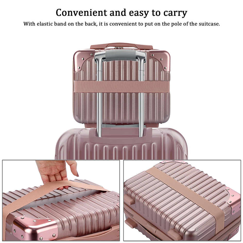 BSTKEY coffret maquillage voyage rose-dore poignée et zip robuste