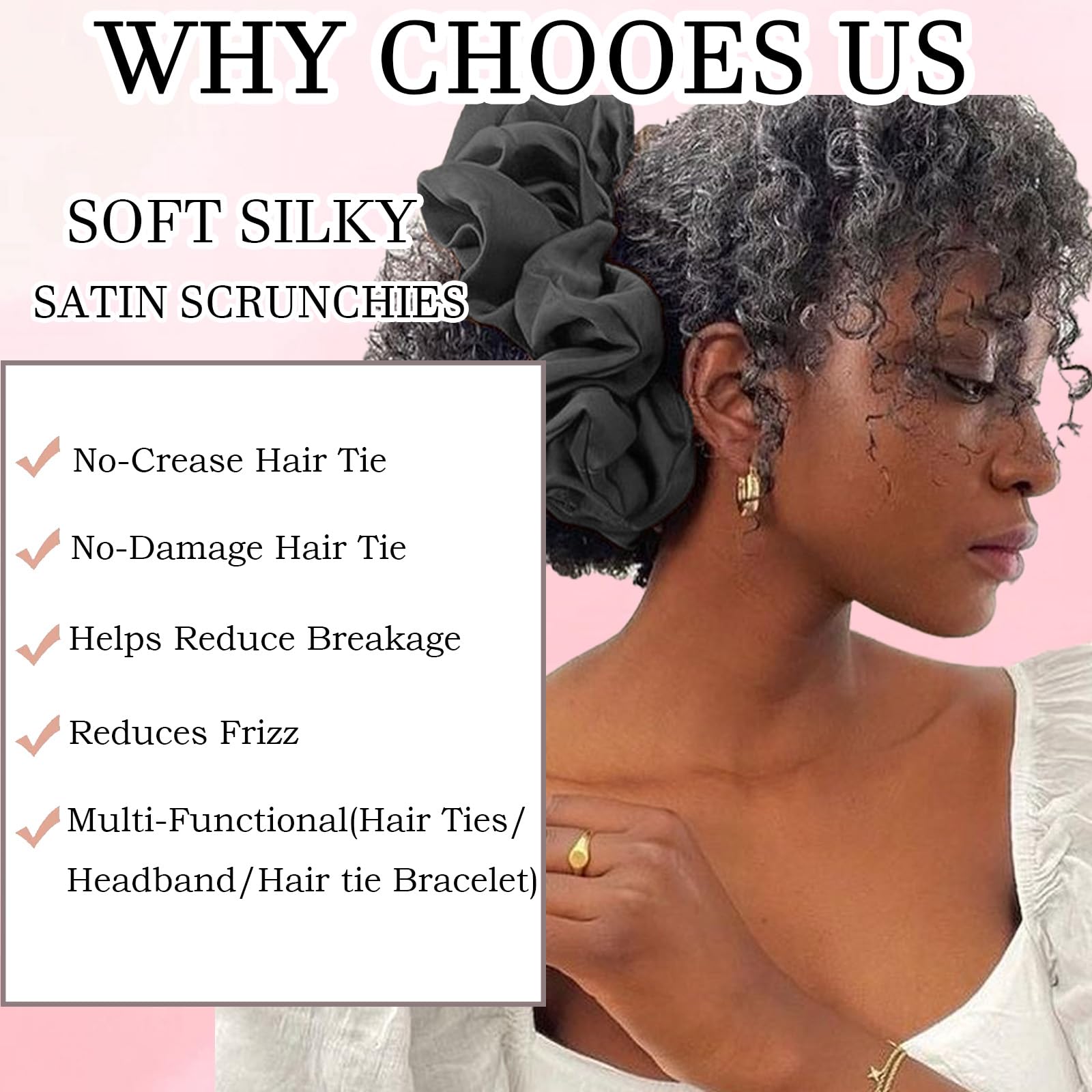 Bswox serre-cheveux satin extra-large: convient cheveux épais et bouclés.