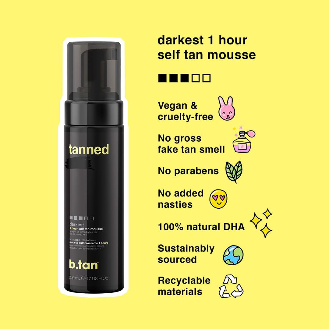 B.TAN Dark kit, flacon de mousse bronzante prêt à usage.