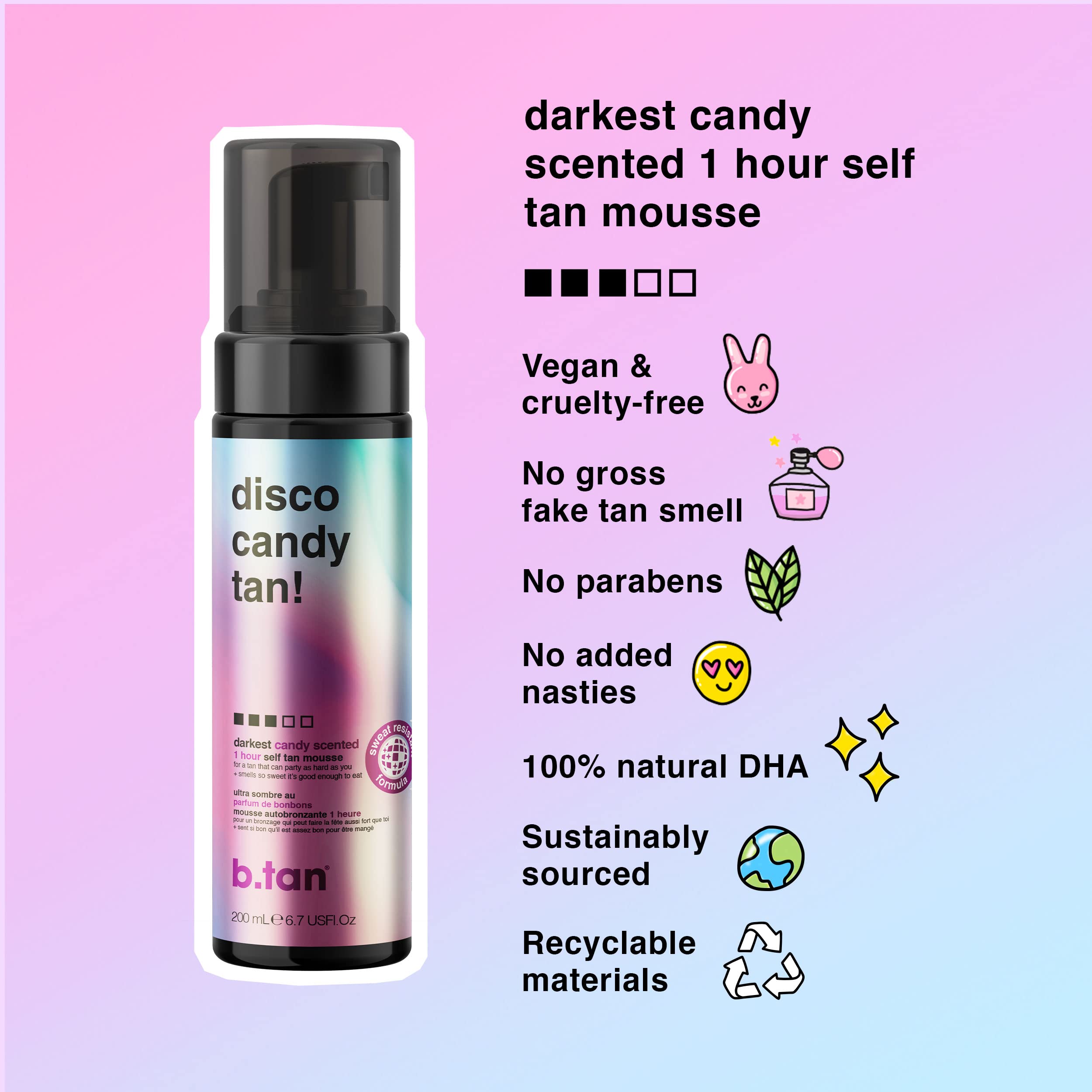 Mitaine d’application b.tan Disco Candy Tan pour fini lisse et uniforme.