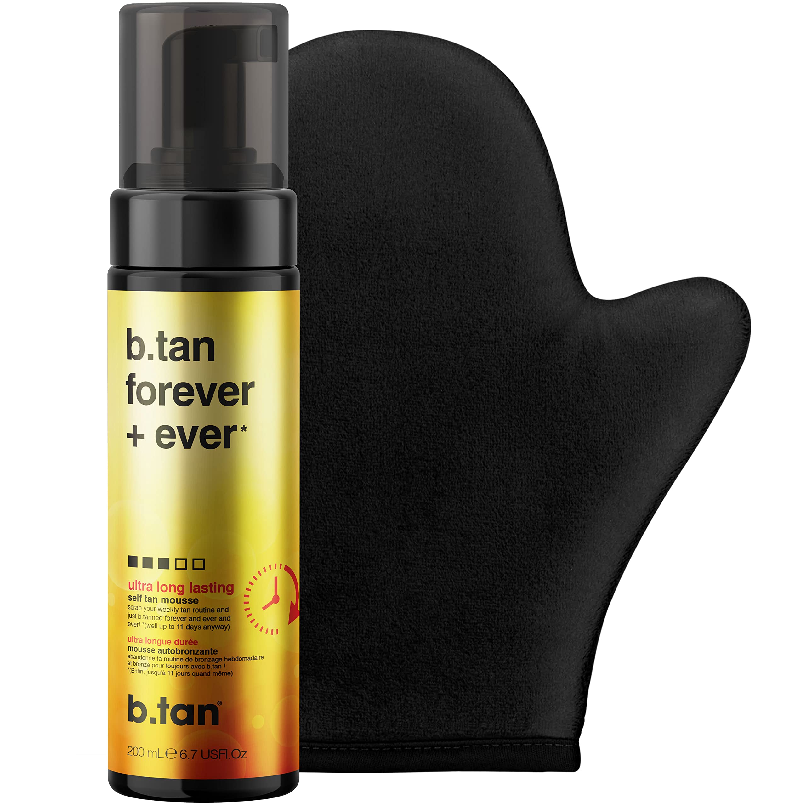 b.tan flacon mousse auto-bronzant pour teinte durable naturelle