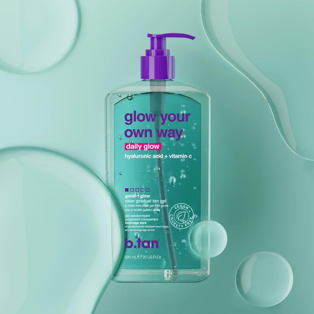 formule sans transfert du gel auto-bronzant clair b.tan appliqué sur peau.