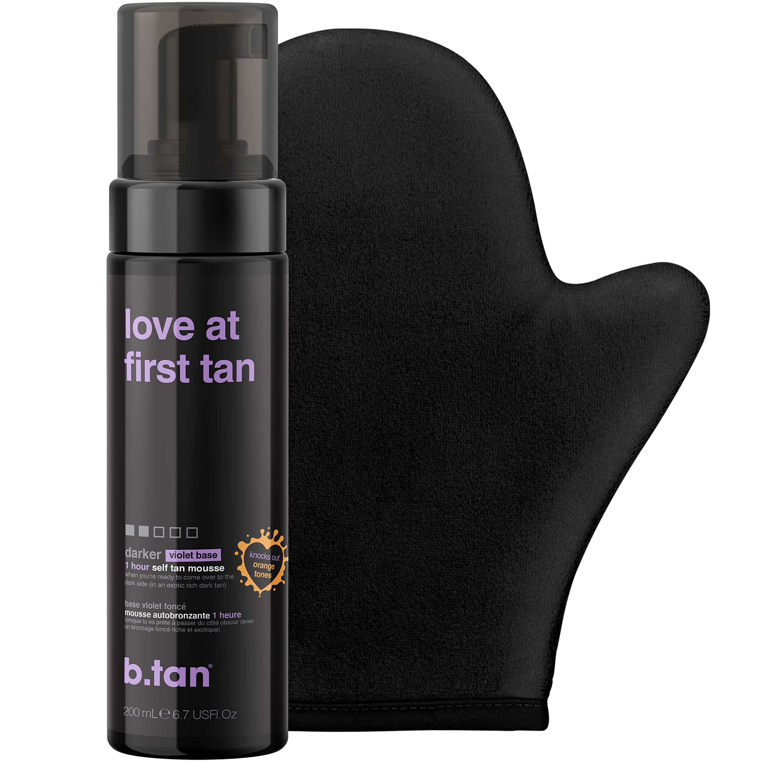 B.TAN Violet: mousse bronzante dans le flacon pour une teinte naturelle.