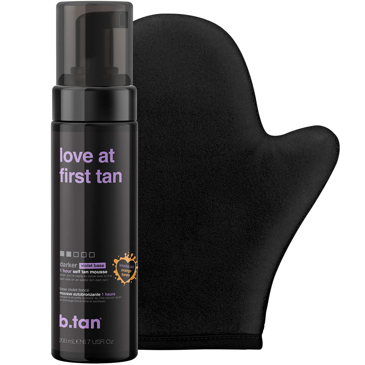 B.TAN Violet: mousse bronzante dans le flacon pour une teinte naturelle.