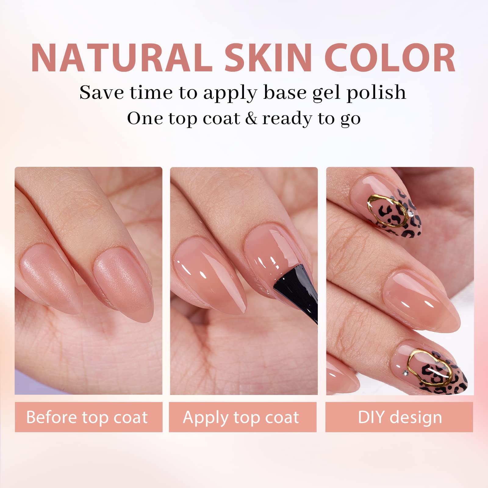 BTArtbox amande onglets court look naturel et semi-transparent pour toutes occasions.