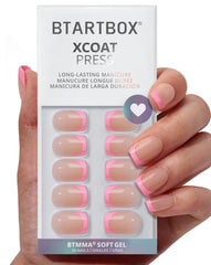 BTArtbox Dolce Pink: ongles français élégants, effet salon et rose doux.