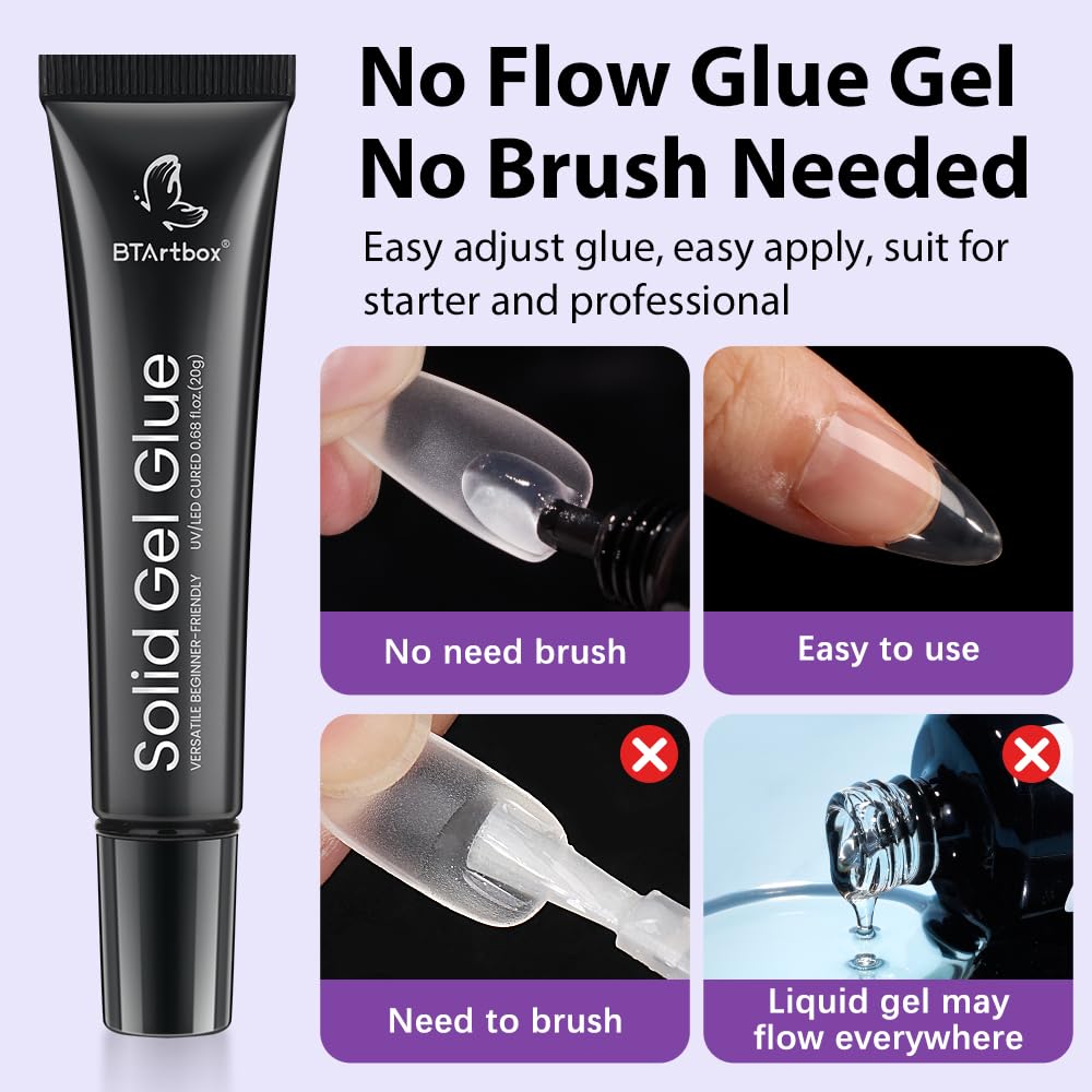BTArtbox Gel Ongle Solide, outil 3 en 1 pour pose, décoration et art 3D