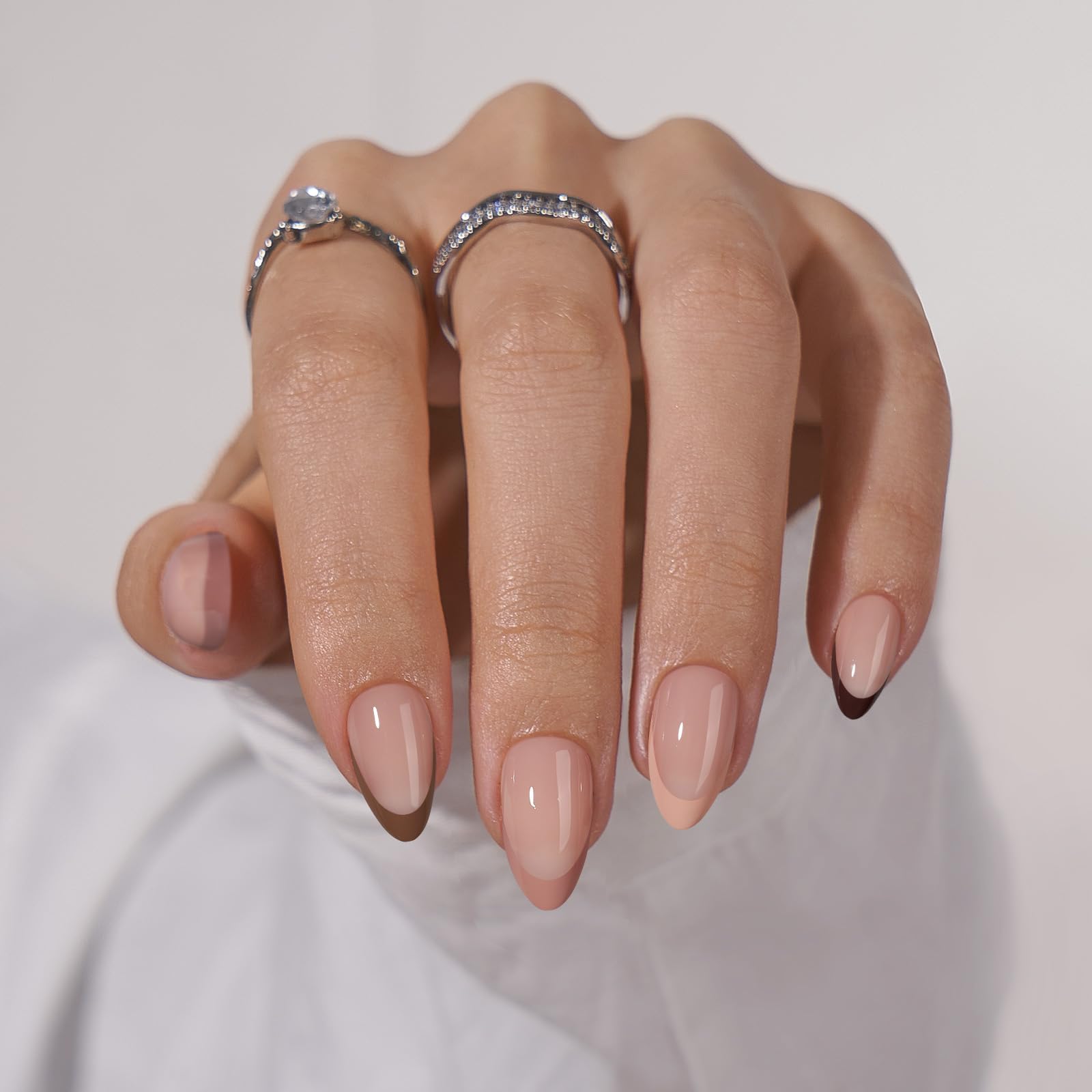 BTArtbox ongles à pointe française amande court, fini naturel rapide
