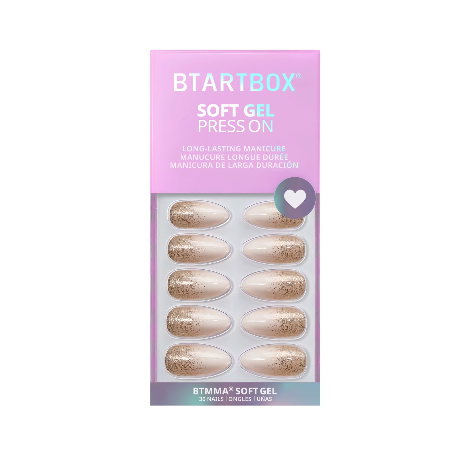 BTArtbox Ongles Amande Champagne Frost – kit prêt à tester différents looks