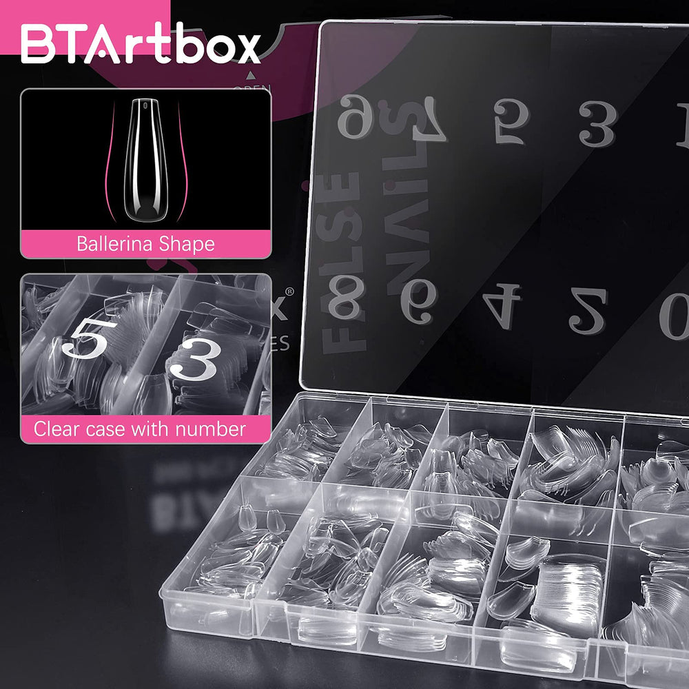 BTArtbox coffins transparents 500 pièces prêts pour le nail art.