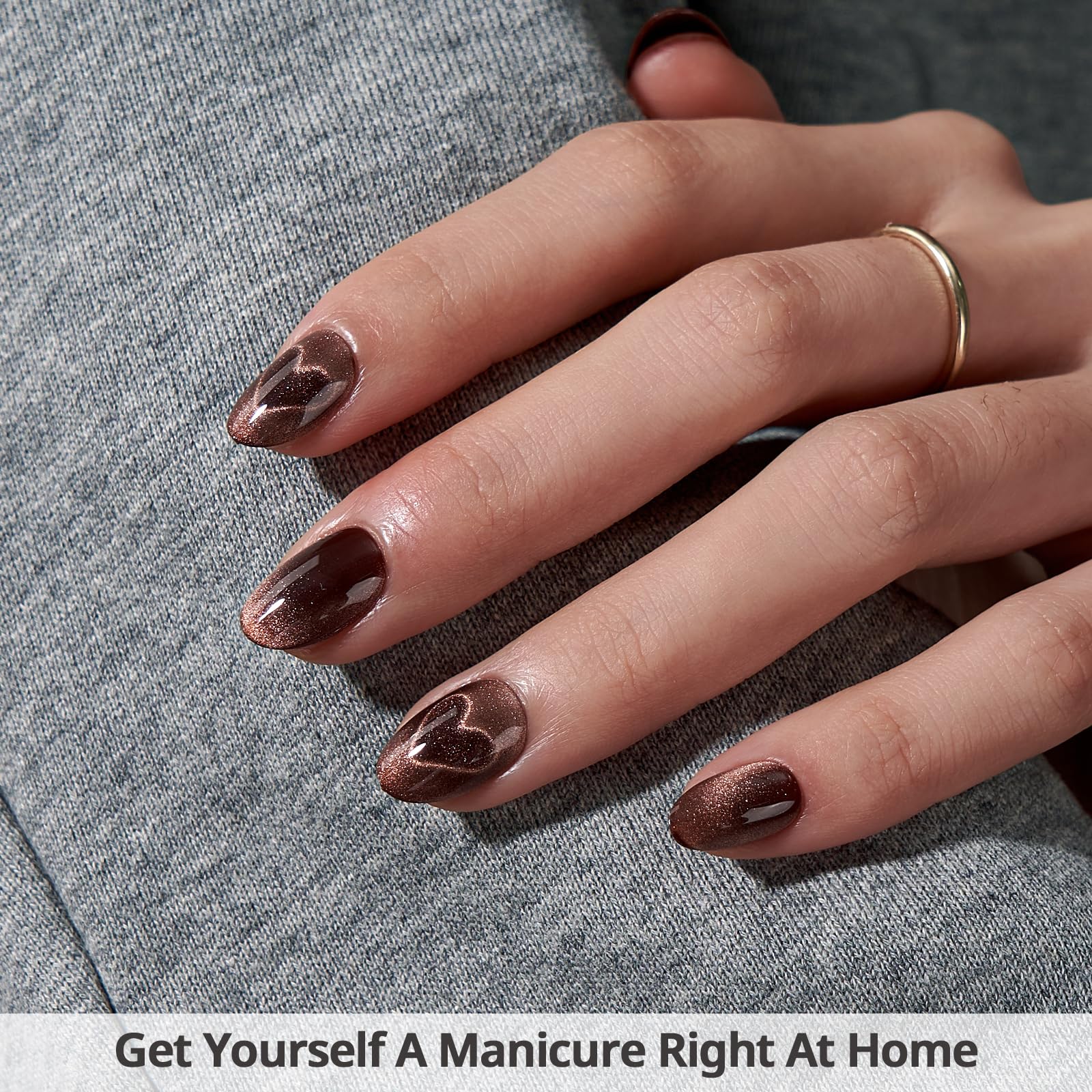 BTArtbox Ongles œil de chat marron: application rapide et adhérence fiable avec colle.