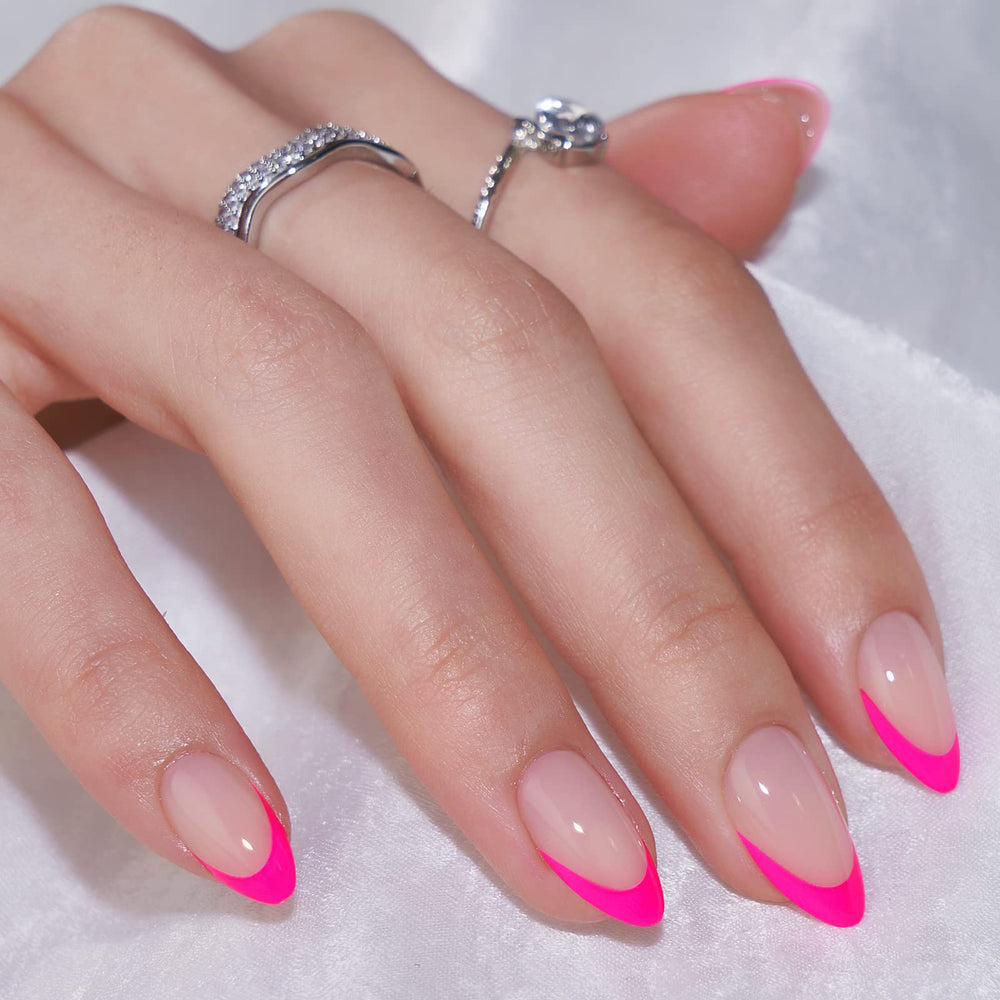 BTArtbox Ongles press-on Almond Berry French: 16 tailles pour un ajustement sur mesure.