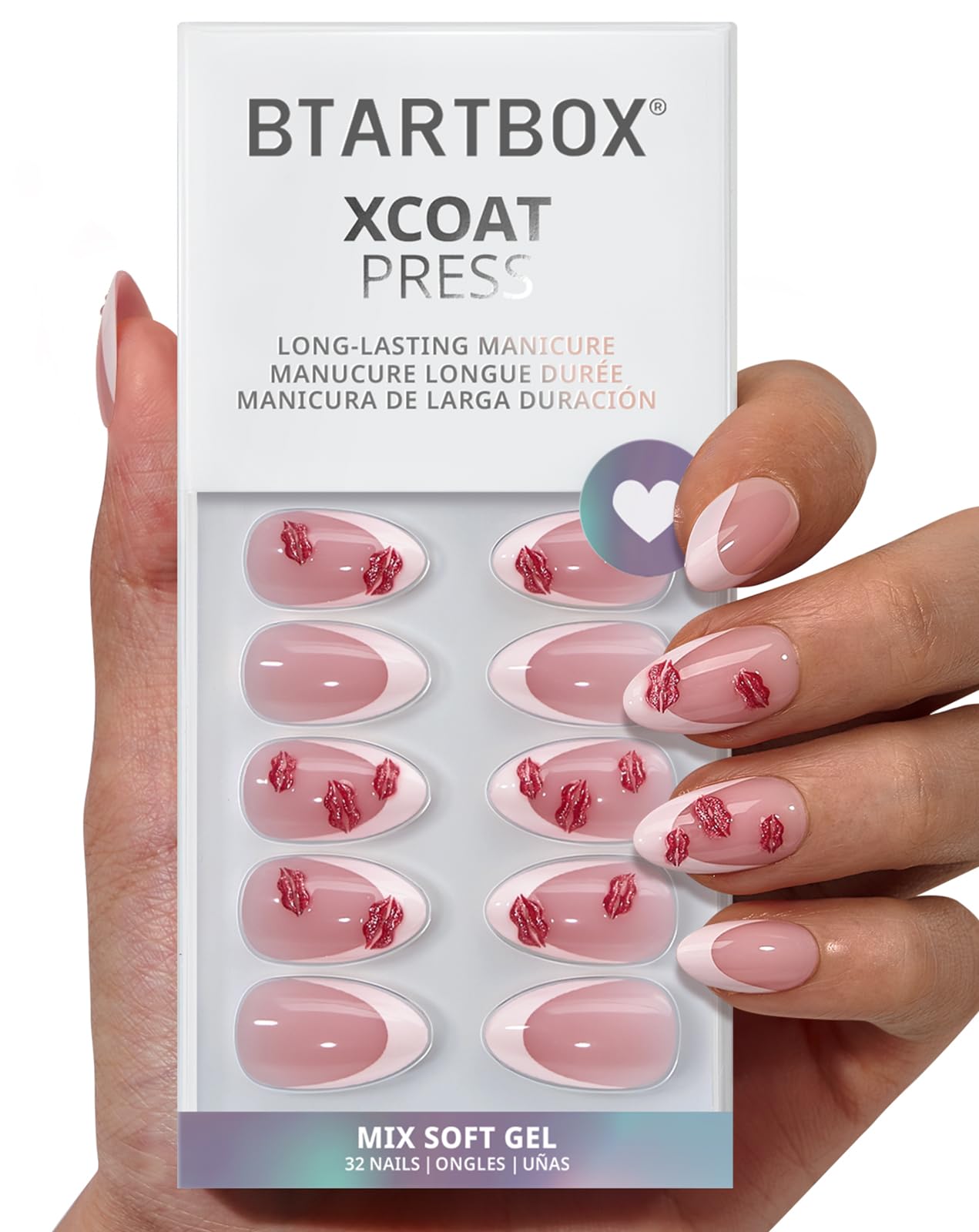 BTArtbox: ongles presse rouges 3D dans l'emballage complet prêt à l'emploi.