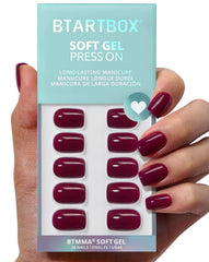 BTArtbox Plum Red Squoval nails kit shown, ready for a professional-looking DIY manicure