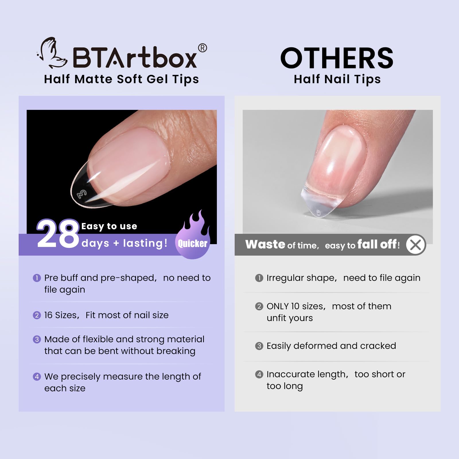 BTArtbox Short Almond Nail Tips – idée cadeau pour amateurs de manucure.