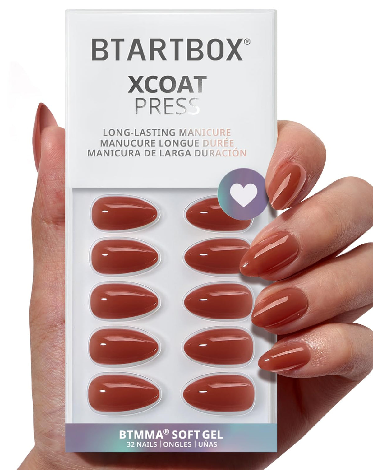 BTArtbox Tea Nail Set with short almond tips for natural, seamless wear