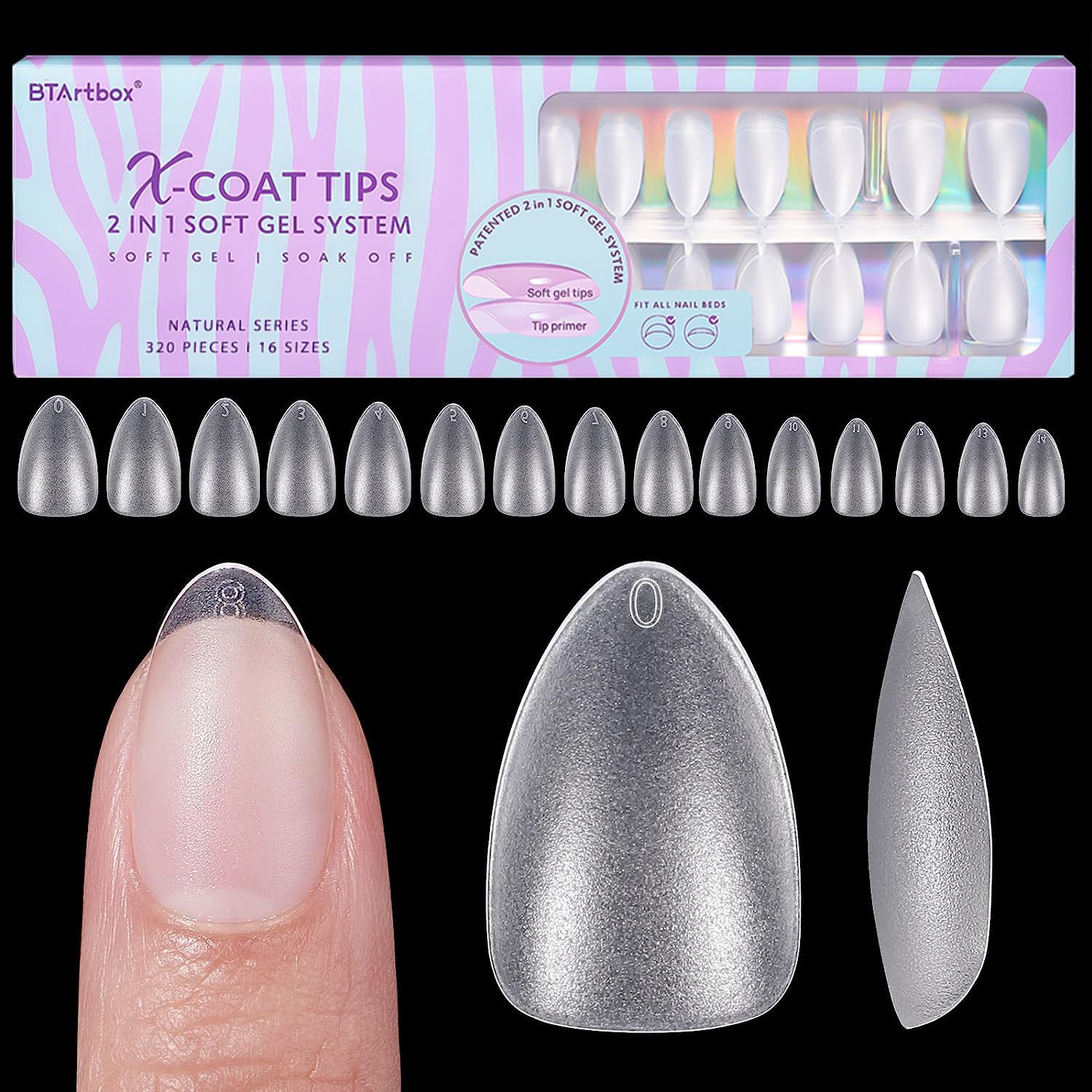 BTArtbox embouts gel amande court aperçu, aspect naturel et pose rapide.