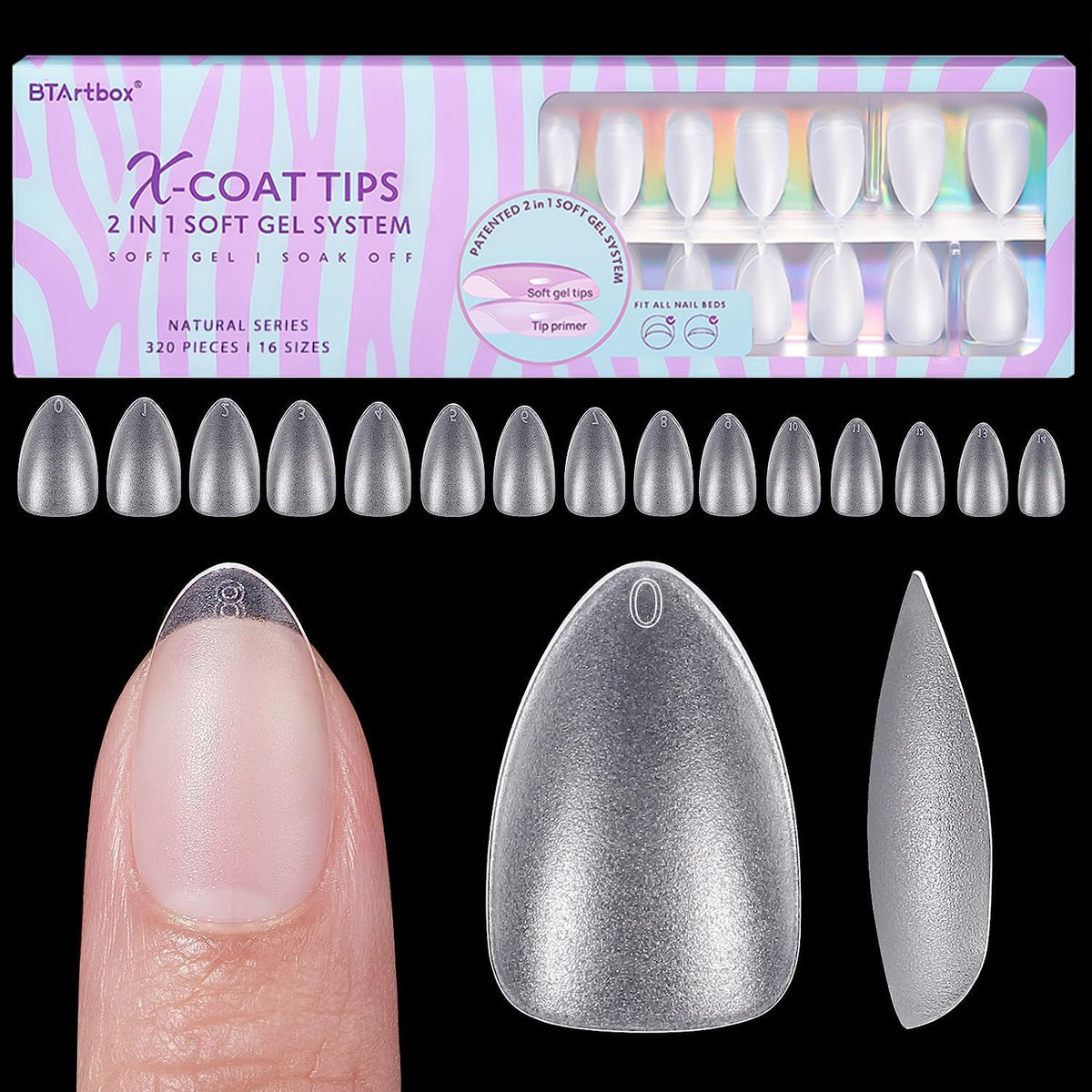 BTArtbox embouts gel amande court aperçu, aspect naturel et pose rapide.