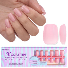 BTArtbox XCOATTIPS natural pink extra-short square nail tips for DIY nails