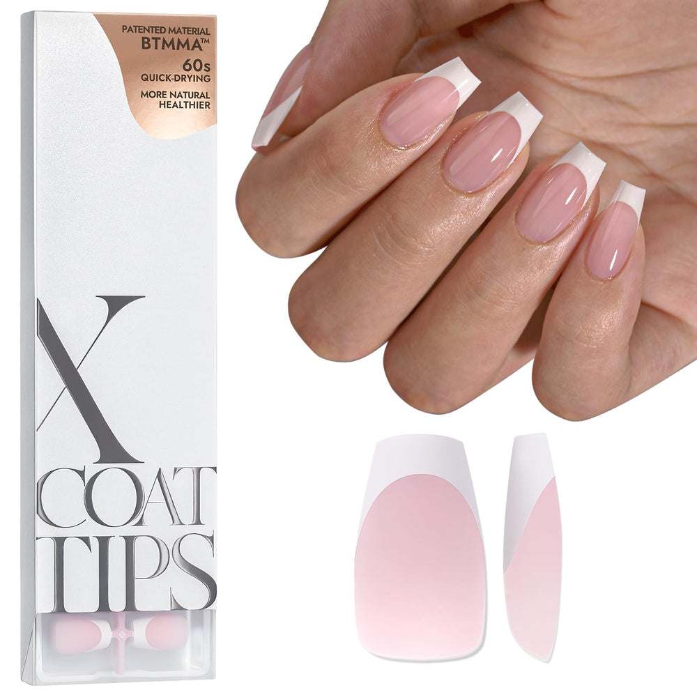 BTArtboxnails, onglets à poser à bord français roses, allure classique rapide à poser