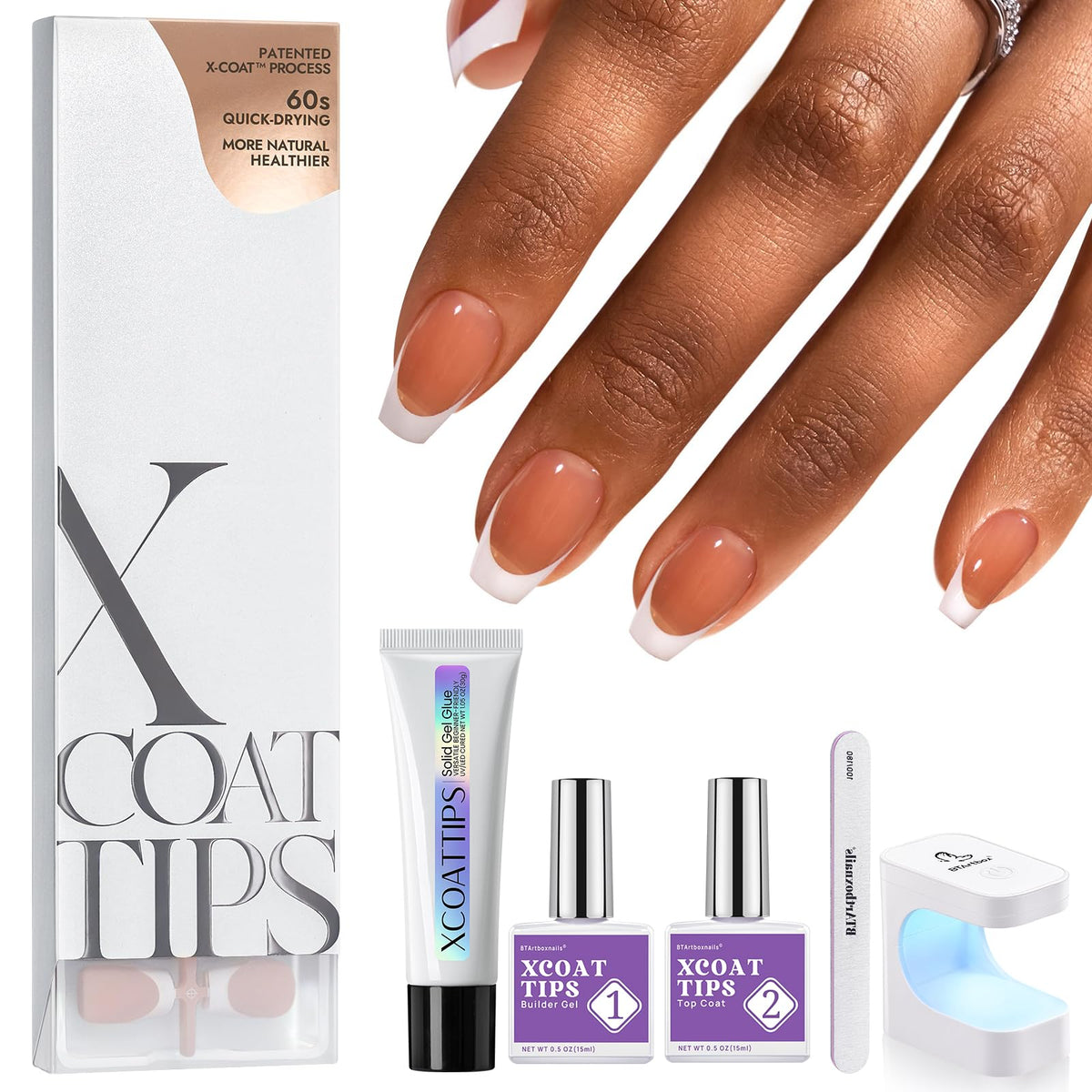 BTArtboxnails kit complet pour ongles coffins courts, rapide