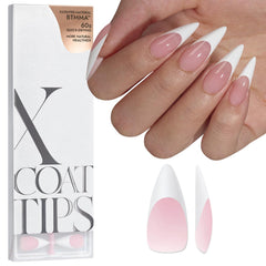 BTArtboxnails onglets long stiletto rose bord franc pour une manucure précise