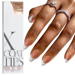 BTArtboxnails: ongles pointe francaise brun amande Moyen, extension rapide à domicile.